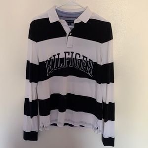 Tommy Hilfiger black and white striped polo